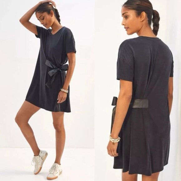 dolan Dresses & Skirts - Anthropologie DOLAN Belted Mini Dress Faux Leather Side Belt Black Cupro Size 1X